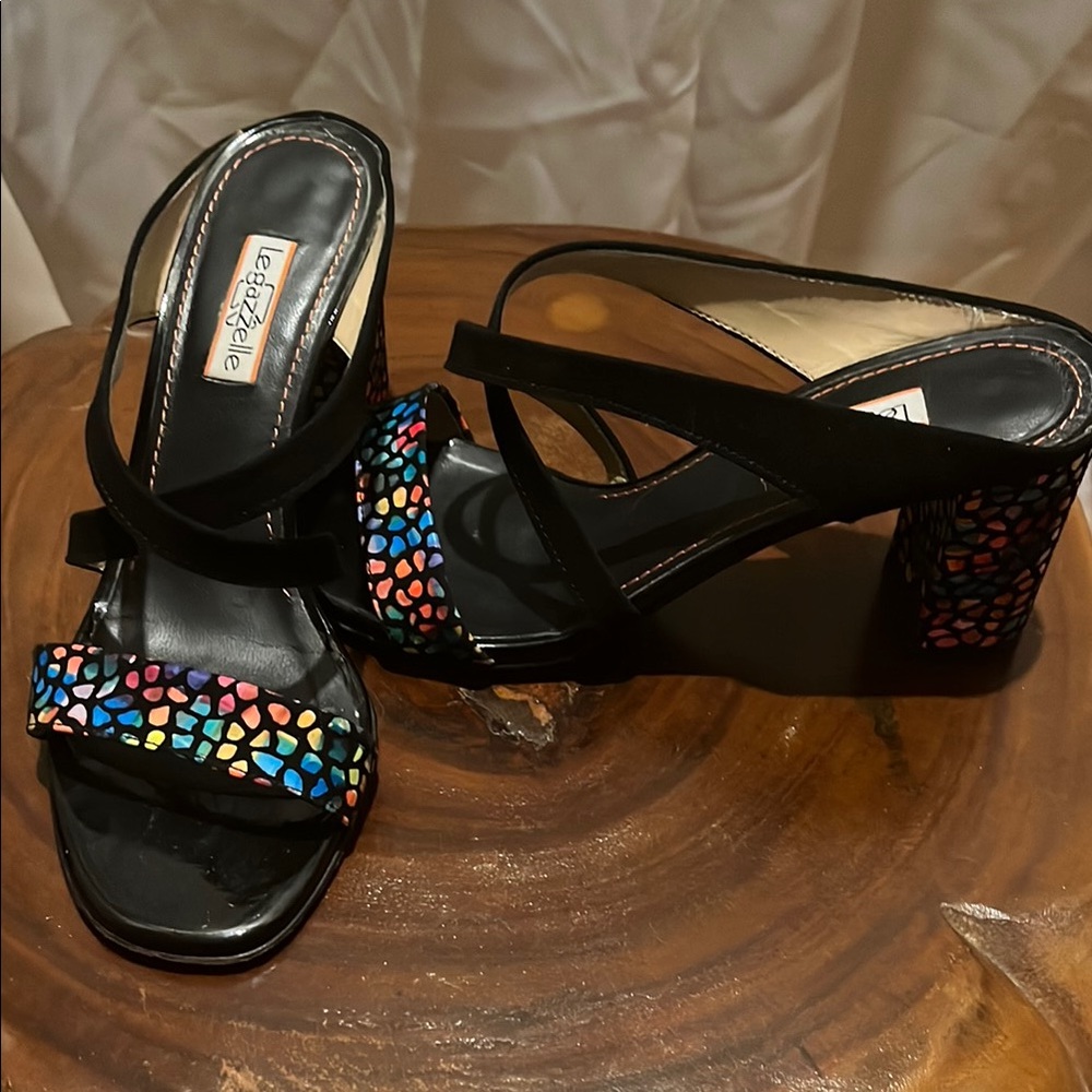 Black and Multicolor Women's Heels